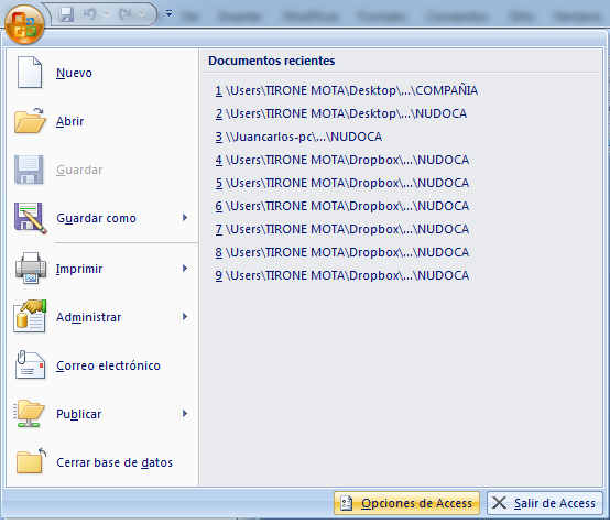 Ventana de Office