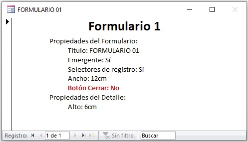 Botón cerrar inactivo