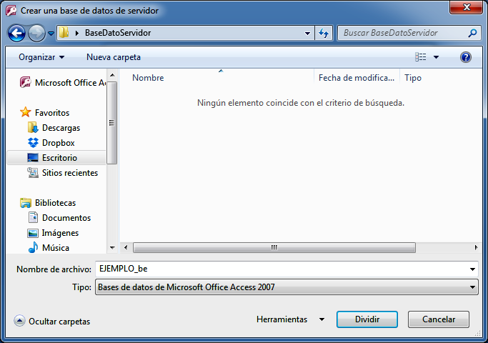 Crear una base de datos de servidor
