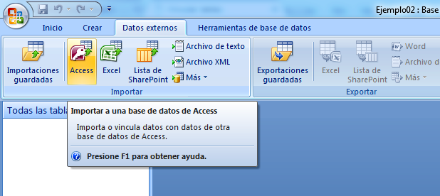 Importar a una base de datos Access