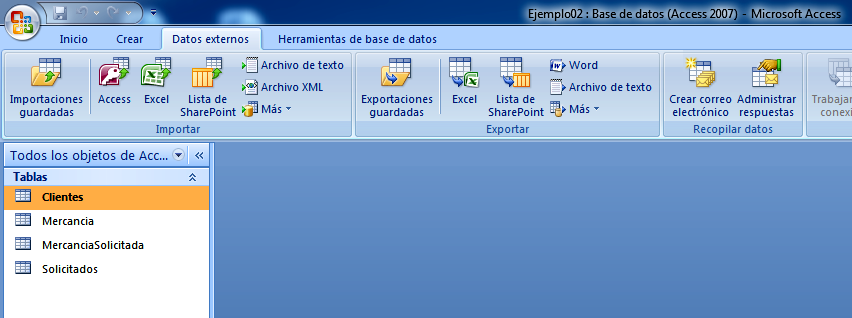 Hemos importado todas las tablas