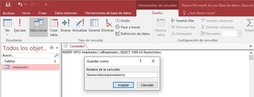 [Nuevo Valor Autonumerico]
