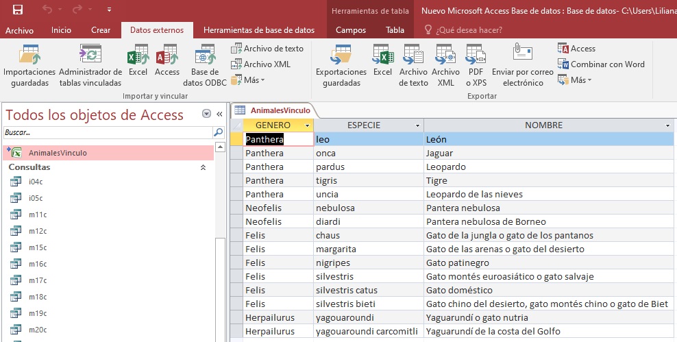 (Tabla Access)