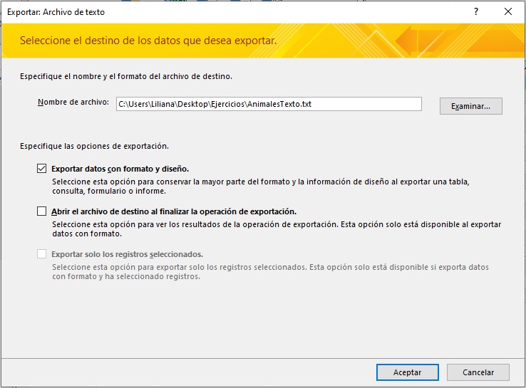 (Especificaciones)